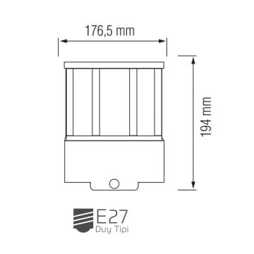 inoled 9141 Zambak Sensörlü Dış Mekan Aplik (PC Gövde)