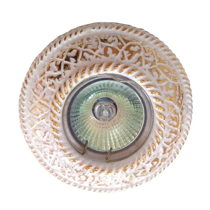 ACK AH04-01016 Beyaz-Gold Dekoratif Spot Kasası