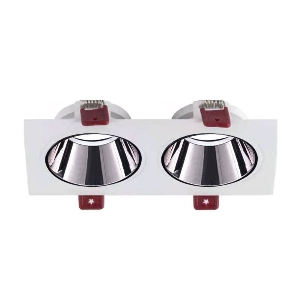 ACK AH03-07330 Beyaz-Platin Sıva Altı İkili Spot Kasası (Metal)