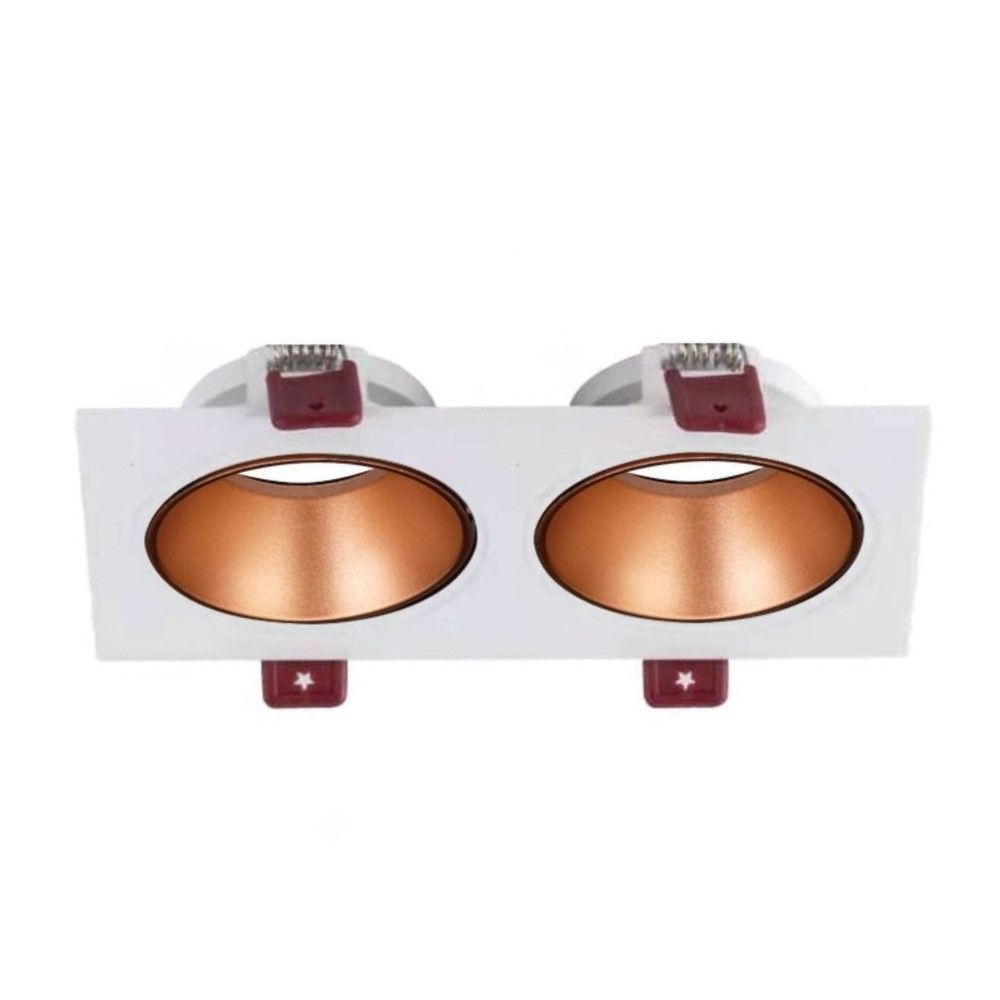 ACK AH03-07320 Beyaz-Rose Gold Sıva Altı İkili Spot Kasası (Metal)