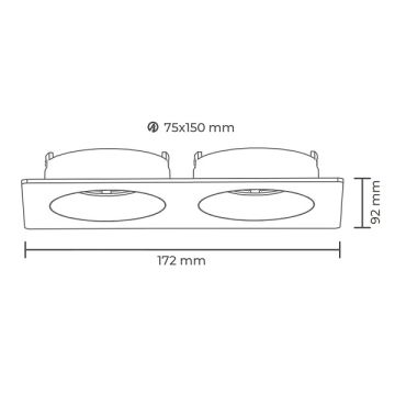 ACK AH03-07311 Siyah-Gold Sıva Altı İkili Spot Kasası (Metal)