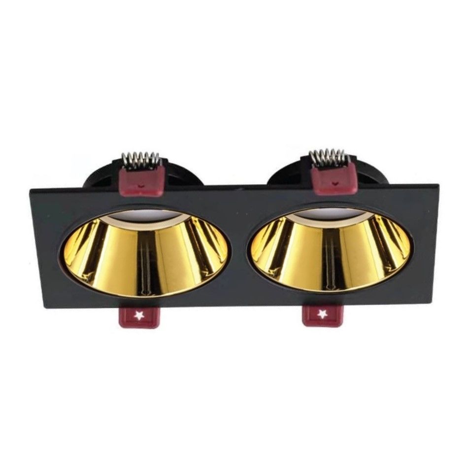 ACK AH03-07311 Siyah-Gold Sıva Altı İkili Spot Kasası (Metal)