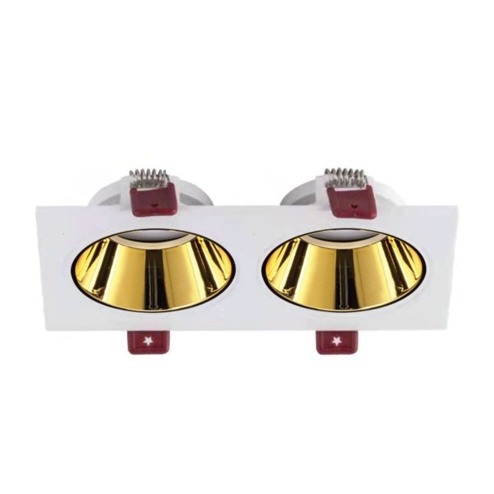 ACK AH03-07310 Beyaz-Gold Sıva Altı İkili Spot Kasası (Metal)