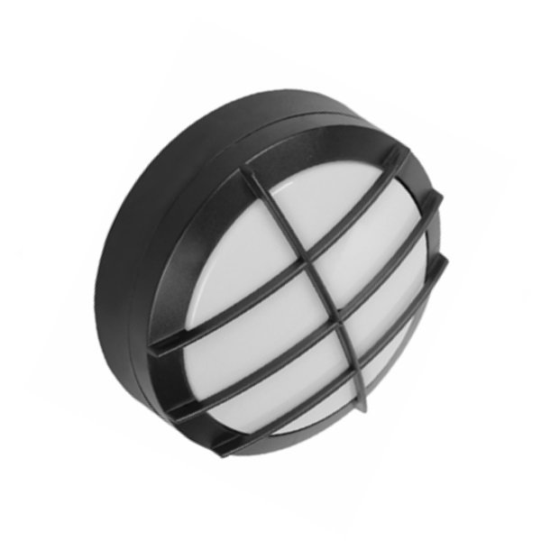 inoled 5166-01 18 Watt Siyah Kasa Kafesli Yuvarlak Dış Mekan LED Aplik - Siyah Işık (6500K)