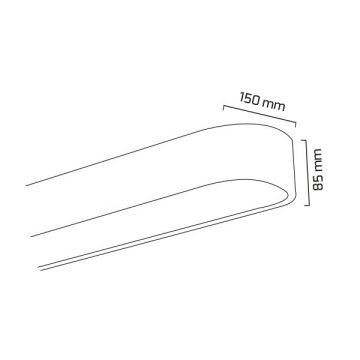 GOYA GY 8110-120 Siyah/Beyaz Kasa 58 Watt 15x120 cm Oval Sıva Üstü Lineer Armatür