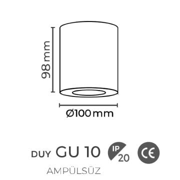 MOLLED MOL365 10x10x10 cm Siyah-Rose Sıva Üstü Silindir Spot Kasası (Metal - GU10 Duylu)