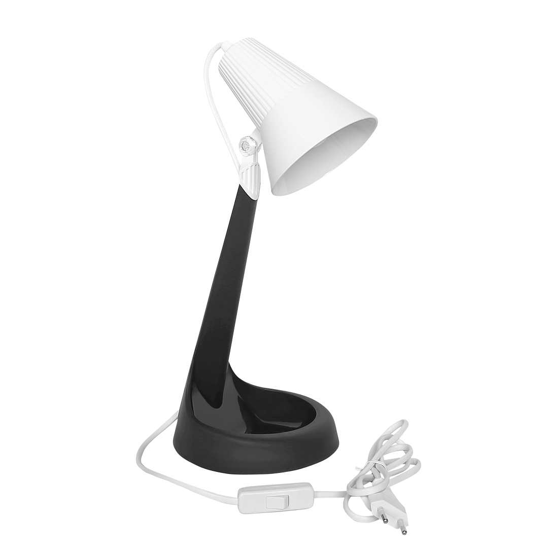 ZİTA 302-Siyah Beyaz Abajurlü Siyah Pembe Masa Lambası - PC Gövde - E14 Duylu