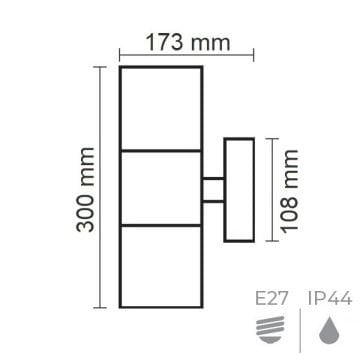 HOROZ 075-008-0003 MANOLYA Siyah Çift Yönlü Dış Mekan Aplik (E27 Duylu - Metal Kasa)