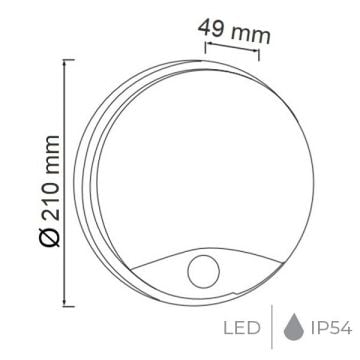 HOROZ 071-013-0015 15 Watt Beyaz Kasa Sensörlü Dış Mekan LED Aplik - Ilık Beyaz (4200K)