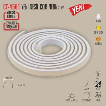 CATA CT-4561-Amber 220 Volt Amber COB Neon Led [100 Metre]