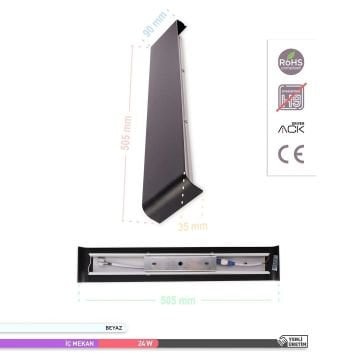 ACK AH07-03731 2x12 Watt Siyah Çift Yönlü LED Aplik - Beyaz Işık (6500K)