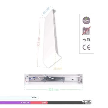 ACK AH07-03730 2x12 Watt Beyaz Çift Yönlü LED Aplik - Beyaz Işık (6500K)