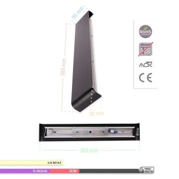 ACK AH07-03711 2x12 Watt Siyah Çift Yönlü LED Aplik - Ilık Beyaz (4000K)