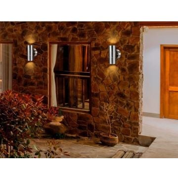 HOROZ 075-008-0002 MANOLYA Krom Çift Yönlü Dış Mekan Aplik (GU10 Duylu - Metal Kasa)