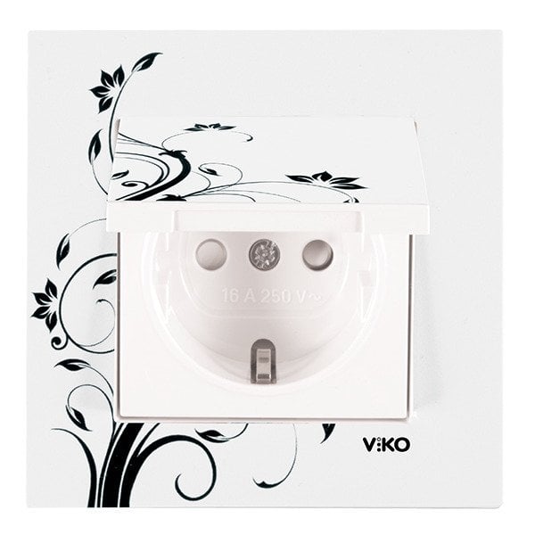 VİKO Linnera Life 90960933 Çocuk Korumalı Kapaklı Topraklı Priz [Çiçek Desenli]