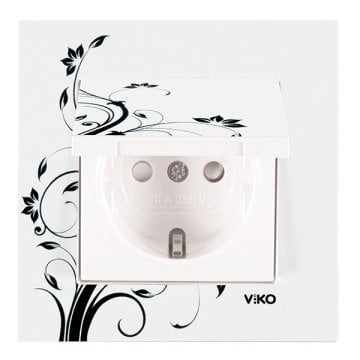 VİKO Linnera Life 90960933 Çocuk Korumalı Kapaklı Topraklı Priz [Çiçek Desenli]