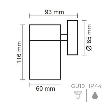 HOROZ 075-008-0001 MANOLYA Siyah Tek Yönlü Dış Mekan Aplik (GU10 Duylu - Metal Kasa)