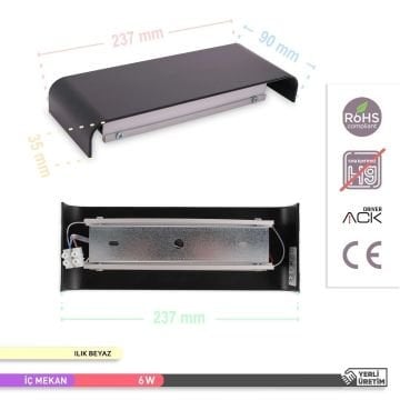 ACK AH07-03211 2x3 Watt Siyah Çift Yönlü LED Aplik - Ilık Beyaz (4000K)