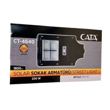 CATA CT-4640 200 Watt Solar Sokak Armatürü - Beyaz Işık (6400K)