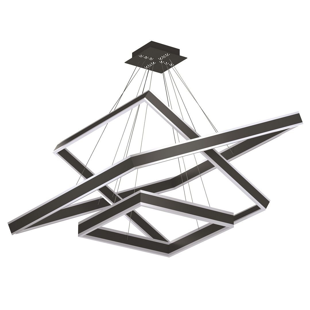 GOYA GY 8213 Siyah/Beyaz Kasa 165 Watt Üçlü Kare Halka Lineer Avize