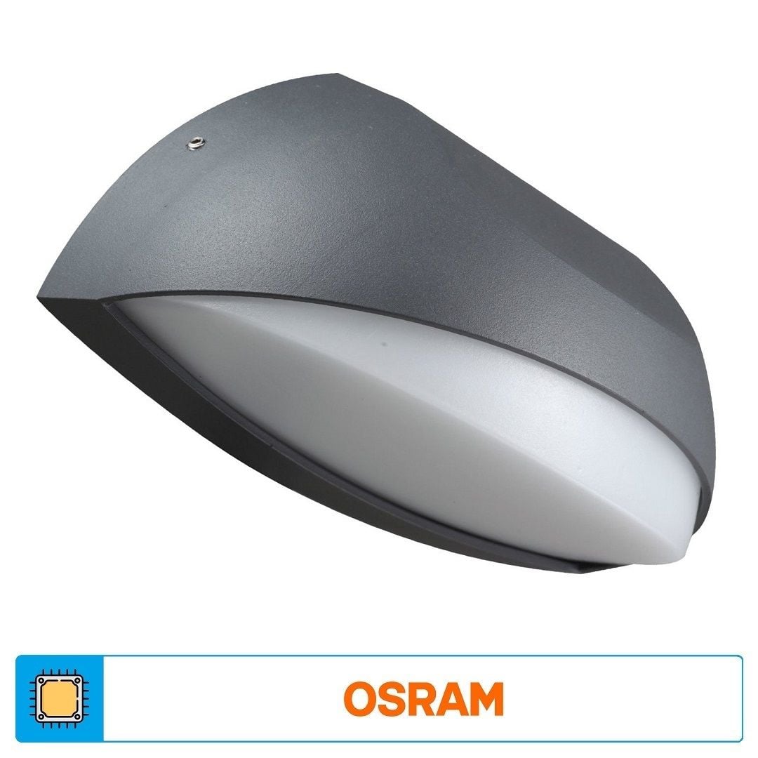 ACK AG40-00602 12 Watt Siyah Dış Mekan LED Aplik - OSRAM LED - IP54 - Gün Işığı (3000K) - Metal Gövde