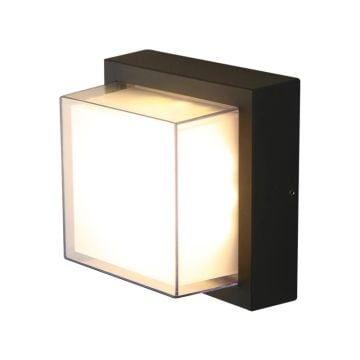 HOROZ 076-022-0012 SUGA 12 Watt Siyah Dış Mekan Kare LED Aplik - Ilık Beyaz (4200K)