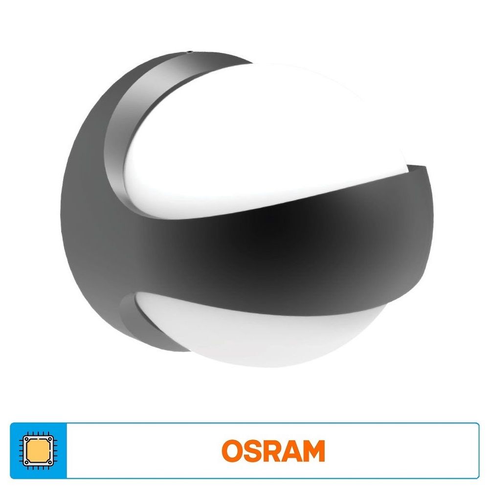 ACK AG40-01402 13 Watt Siyah Dış Mekan Küre LED Aplik - OSRAM LED - IP54 - Gün Işığı (3000K) - Metal Gövde