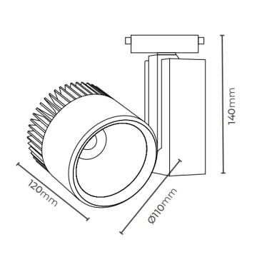 MOLLED MOL2036 Siyah/Beyaz Kasa 40 Watt LED Ray Spot (SAMSUNG/OSRAM LED & EAGLERISE/PHILIPS/LIFUD Driver)