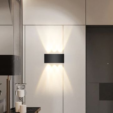 HOROZ 076-039-0006 PROTON 6 Watt Siyah Çift Yönlü Dış Mekan LED Aplik - Metal Kasa - Ilık Beyaz (4200K)