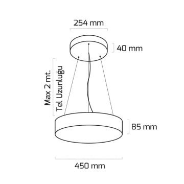 GOYA GY 8113-45 Siyah/Beyaz Kasa 36 Watt 45 cm Davul Lineer Sarkıt Avize