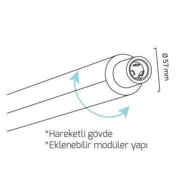 GOYA GY 8061-95 Siyah/Beyaz Kasa 30 Watt 90 cm Hareketli Gövdeli Eklenebilir Silindirik Lineer Sarkıt Armatür