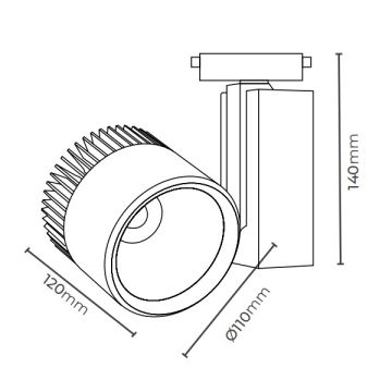 MOLLED MOL2036 Siyah/Beyaz Kasa 30 Watt LED Ray Spot (SAMSUNG/OSRAM LED & EAGLERISE/PHILIPS/LIFUD Driver)