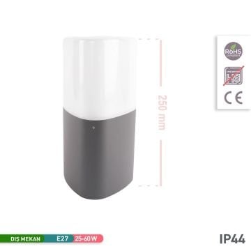 ACK AG36-00002 Sensörlü Siyah Dış Mekan Aplik - Metal Gövde - E27 Duylu