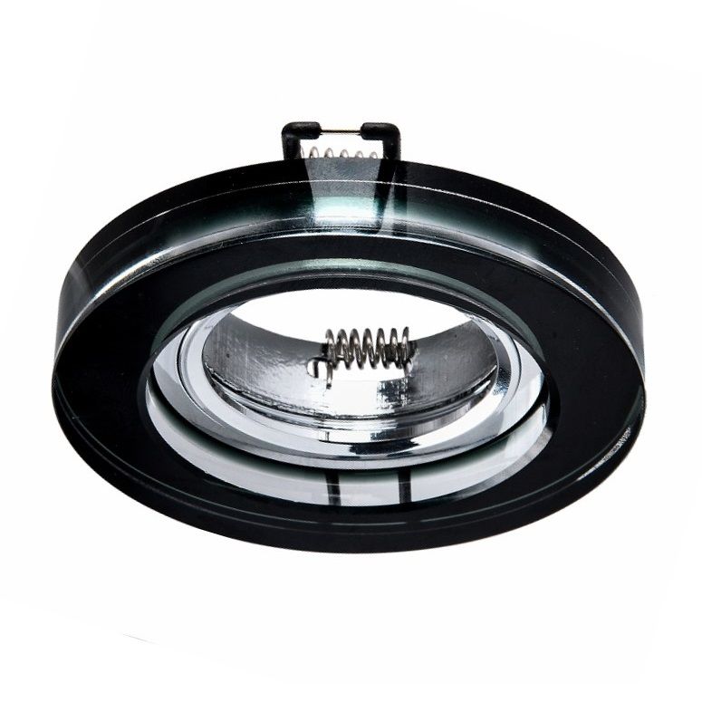 645 Roza Siyah-Krom Yuvarlak Cam Spot Kasası