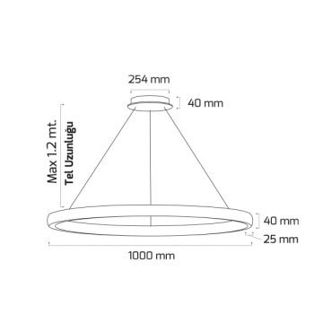 GOYA GY 8260-100 Siyah/Beyaz Kasa 100 Watt 100 cm Halka Lineer Avize