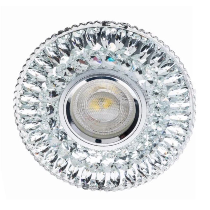 CATA CT-6583 Hanımeli LED Efektli Şeffaf-Krom Kristal Spot Kasası - Gün Işığı LED Efektli