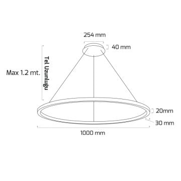 GOYA GY 8221-100 Siyah/Beyaz Kasa 100 Watt 100 cm LED Avize