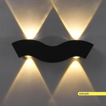ACK AH07-07501 4x1 Watt Siyah Çift Yönlü Dış Mekan LED Aplik - Gün Işığı (3000K) - IP54 - Metal Gövde