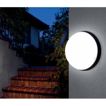 HOROZ 400-425-115 AQUA DOLUNAY Siyah Sensörlü Dış Mekan LED Glop Armatür - Beyaz Işık (6400K) [Plastik Kasa]