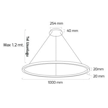 GOYA GY 8220-100 Siyah/Beyaz 50 Watt 100 cm LED Avize