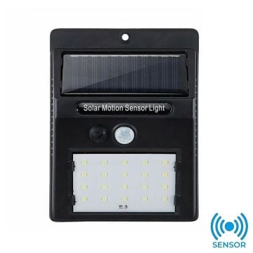 NOAS YL84-2001-S NEPTÜN 20 Watt Siyah Sensörlü Solar Aplik - Beyaz Işık (6500K)