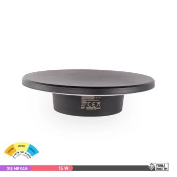 ACK AT15-01891 18 Watt Siyah Dış Mekan Yuvarlak LED Aplik - 3 Işık Renkli (Beyaz + Ilık Beyaz + Gün Işığı) - IP65