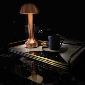 HELIOS HS 8107 Şarjlı ve Dimli 3 Işık Renkli Bronz LED Masa Lambası - 3 Işık Renkli (Beyaz + Ilık Beyaz + Gün Işığı)