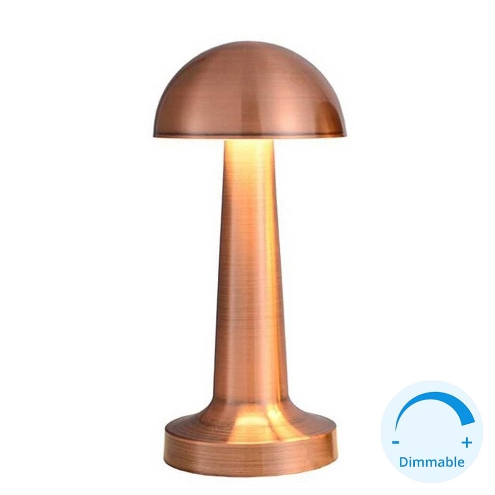 HELIOS HS 8107 Şarjlı ve Dimli 3 Işık Renkli Bronz LED Masa Lambası - 3 Işık Renkli (Beyaz + Ilık Beyaz + Gün Işığı)