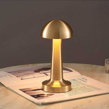 HELIOS HS 8107 Şarjlı ve Dimli 3 Işık Renkli Gold LED Masa Lambası - 3 Işık Renkli (Beyaz + Ilık Beyaz + Gün Işığı)