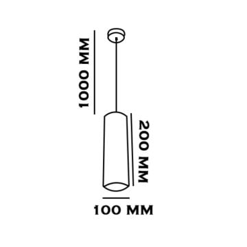 10x20 cm Beyaz-Bakır Boru Sarkıt Avize