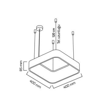 GOYA GY 8120-40 Siyah/Beyaz Kasa 28 Watt 40x40 cm Kare Halka Lineer Avize
