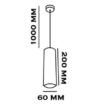 6x20 cm Beyaz-Bakır Boru Sarkıt Avize