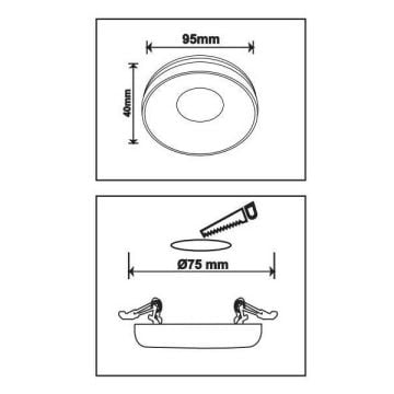 JUPITER JH750 S Siyah-Beyaz Sıva Altı Yuvarlak Spot Kasası - Işık Efektli - Metal