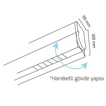 GOYA GY 8039-60 Siyah/Beyaz Kasa 20 Watt 60 cm Hareketli Gövdeli Sıva Üstü Lensli Lineer Armatür